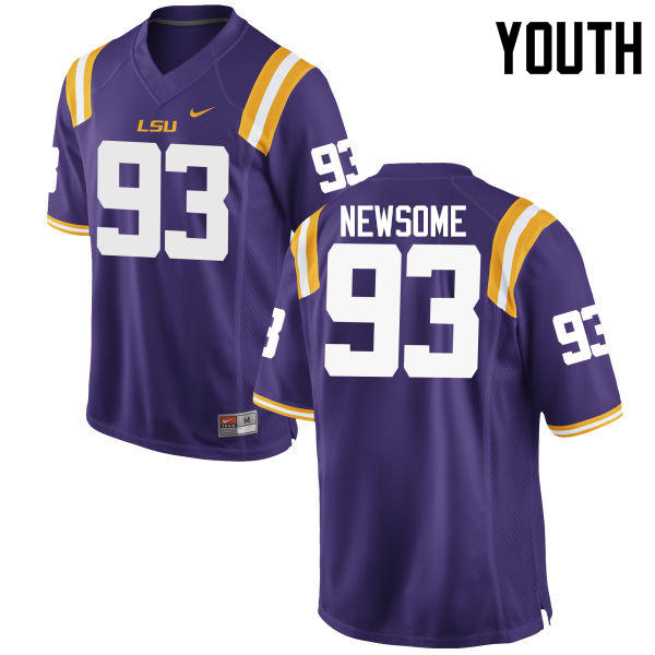 Youth LSU Tigers #93 Seth Newsome College Football Jerseys Game-Purple